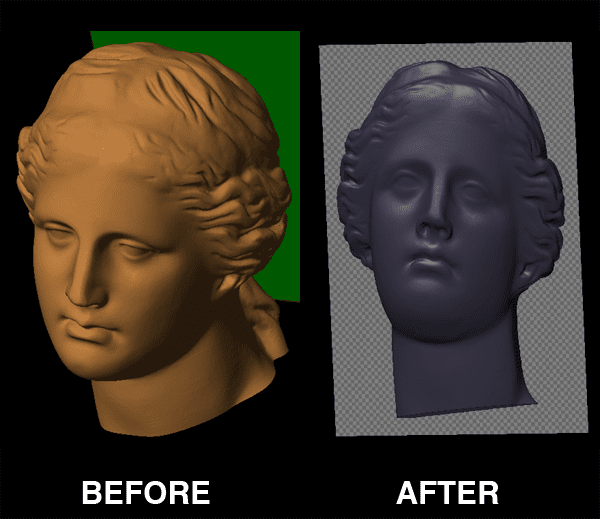 Sculptor before and after 3D Venus statue